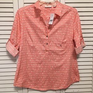 NWT New York & Co, M, Pink Button Down 3/4 Sleeve